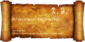 Kroninger Hajnalka névjegykártya